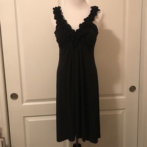 Matte jersey flowy with ruffle neck line high low